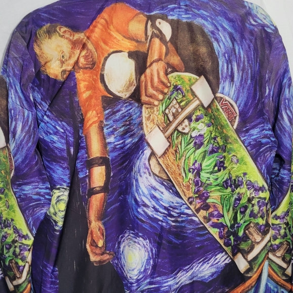 Men's Kleino Van Gogh Starry Night Skater Artsy Bomber Jacket - Size Medium - Picture 12 of 15